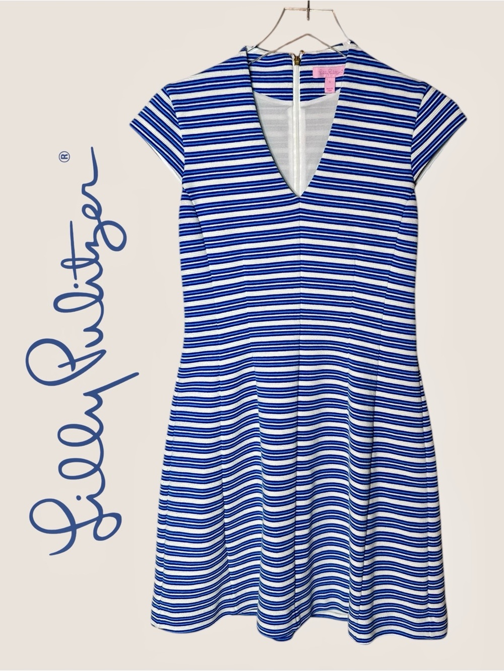 Lilly Pulitzer Bree Ottoman Striped Dress Blue & White Stripes Small Nautical
